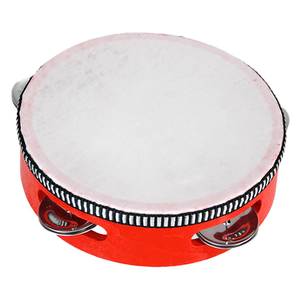 Kids Tambourine Drum Solid Wood Ergonomic Handle Pleasant Sound Tambourine Music Educational