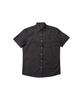 CREAM SODA LAB Applique Embroidered Lettering Denim Collared Short Sleeve Shirt Black