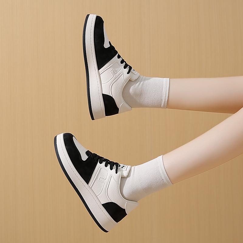 Fashion Flat Plus Size Sneakers Fall New Round Toe Colorblock Front Lace-Up Platform Non-Slip Low-Top Single