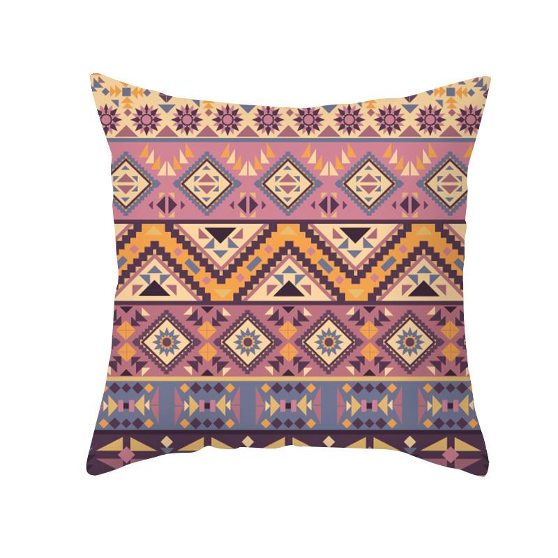 New Bohemian Colorful Geometric Pattern Short Plush Pillowcase Ethnic Style Retro Pillowcase Cushion