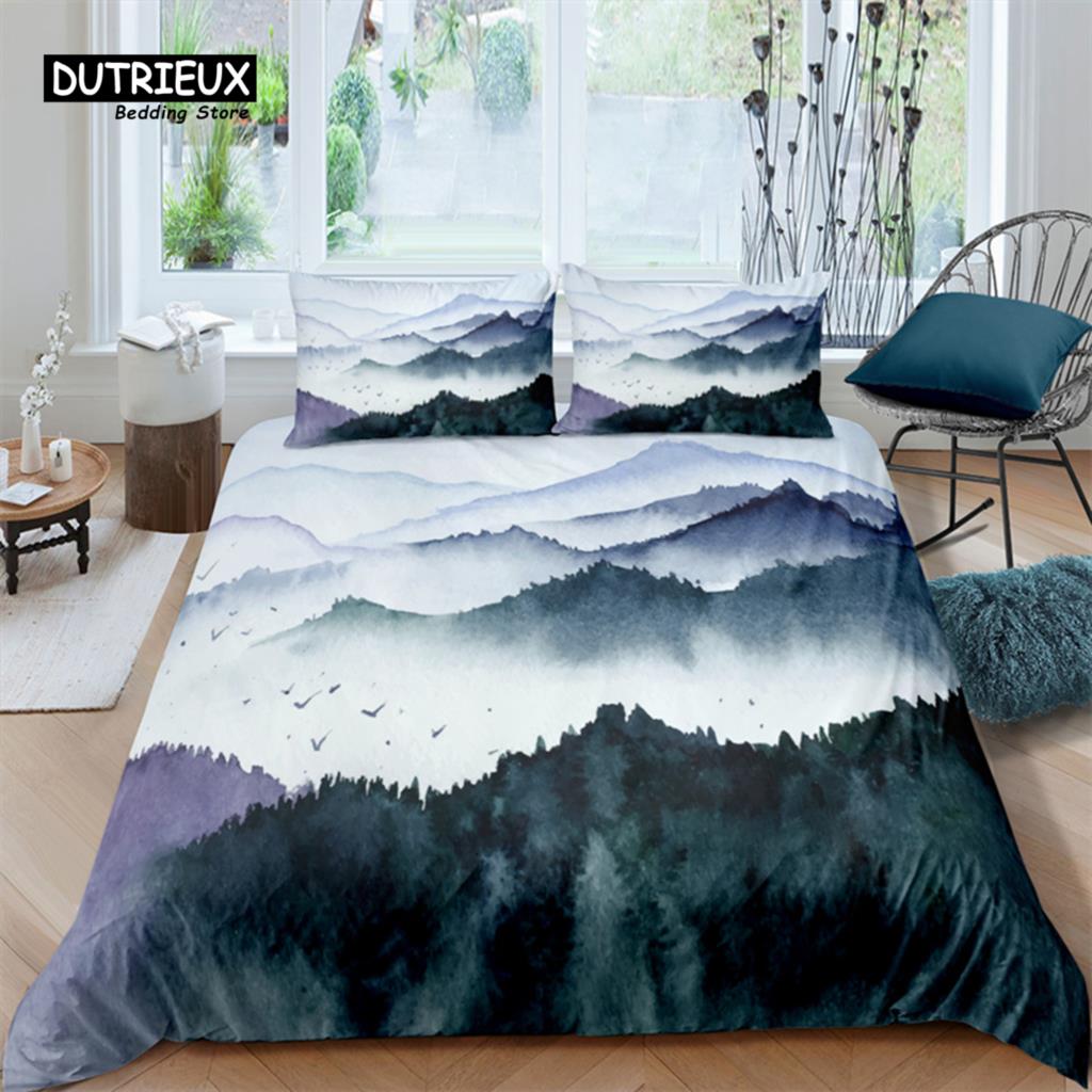 Luxury 3D Misty Forest Print Home Living Comfortable Duvet Cover Set Pillowcase Kids Bedding Set Queen and King EU/US/AU/UK Size