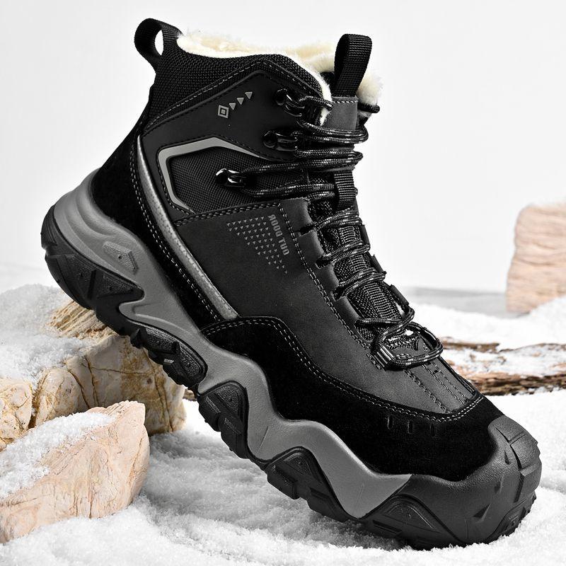 

Trendy High Top Hiking Shoes Men Luxury Climbing Commuter Sneakers Outdoor Sports Walking Plush Snow Boots Velvet Size 46 45 38