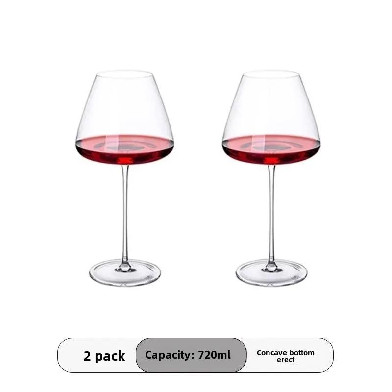 720ml Crystal Burgundy Wine Glass Set Modern Fluted Design Dishwasher Safe for Red Wine Tasting Home Bar Gift