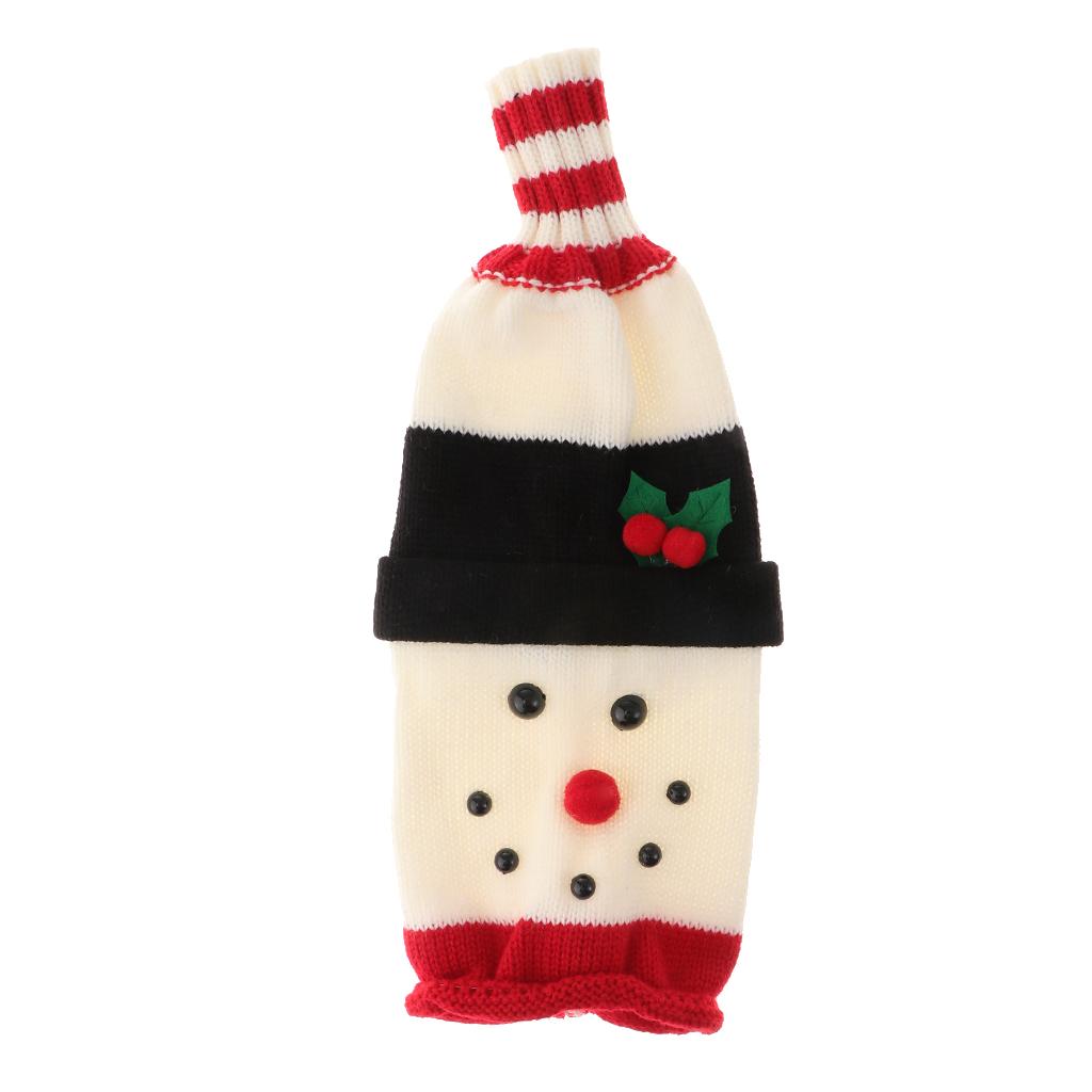 Christmas Knitted Wine Bottle Cover Home Party Table Decorations Snowman