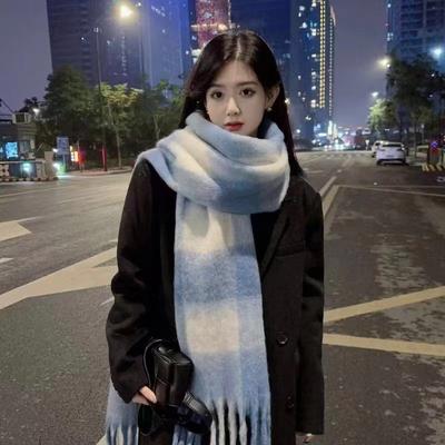 Fashion Studios Écharpe d'hiver avec étiquette Femme Épaissir Chaud Plaid Enveloppant Luxe Marque de créateur Féminin Homme Châle Long Frange