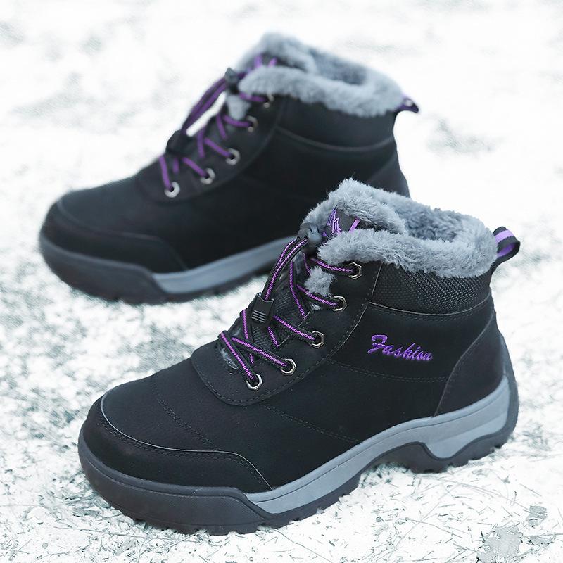 Women's Winter Snow Boots Plush Warm Cotton Shoes Wear-resistant Large Size Windproof Sports Outdoor Elastic Short Boots Women's Boots