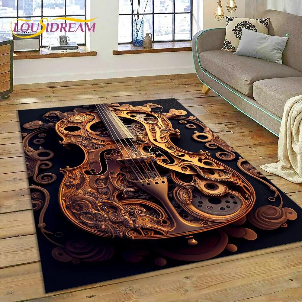 Dream Violin Cello Music Instrument Carpet Rug for Home Living Room Bedroom Sofa Doormat Decor,kids Area Rug Non-slip Floor Mat