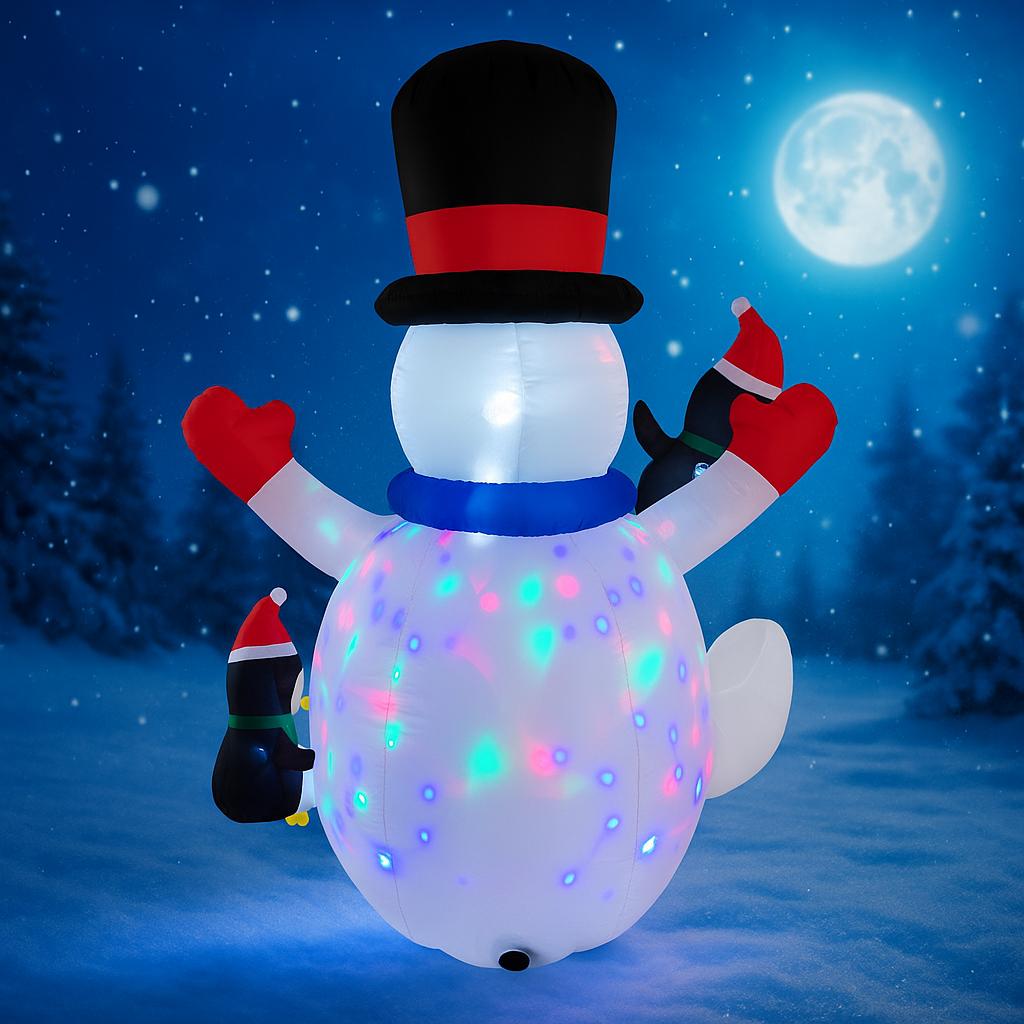 6.89FT Inflatable Snowman Hat Penguin Set Toy Xmas Yard Decoration Festive Gift LED Lit Christmas Supplies Home Decor Ornament