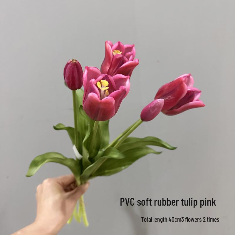 Premium Soft Rubber Tulip Bouquet - Realistic Artificial Flowers for Decoration and Props