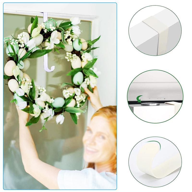 38cm Wreath Hanger For Front Door Black/White Metal Hook Multi-function Wreath Hanging Hook Christmas Easter Ornaments Hooks