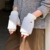 Soft Knitted Gloves Windproof Winter Women Gloves Fashionable Half-Finger Gloves Women