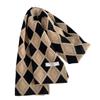 Korean Style Khaki Hollow Diamond Plaid Scarf for Women Winter Literary Retro Knitted Wool Warm Student Scarf