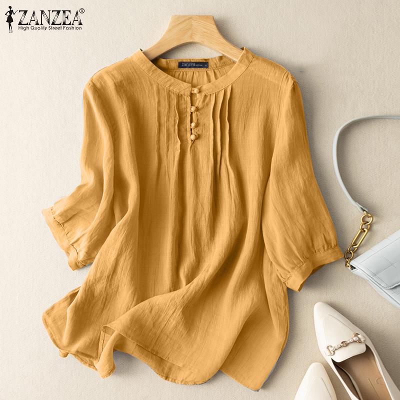 

Летние блузки с длинными рукавами и круглым вырезом ZANZEA