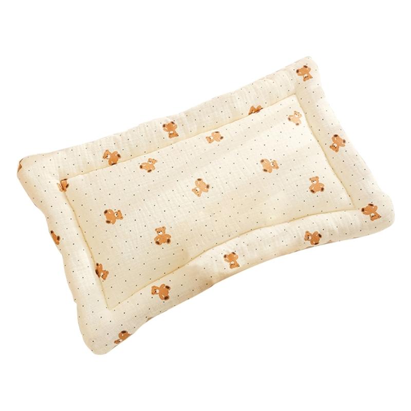 Supportive Neck Supporting Pillow Bear Rabbit Print Lightweight Pillow Gentle Comfortable Cotton Pillow for Infants