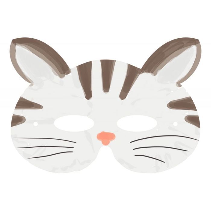 MégaCréa DIY - Masques enfant animaux carton blanc 17 x 22 cm x 12 pièces