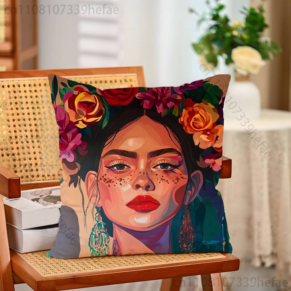 Moderne FFridaS KKahlo Kissenbezüge für Schlafzimmer Wohnzimmer Sofa Heimdekoration Polyester Kissenhülle mit Reißverschluss