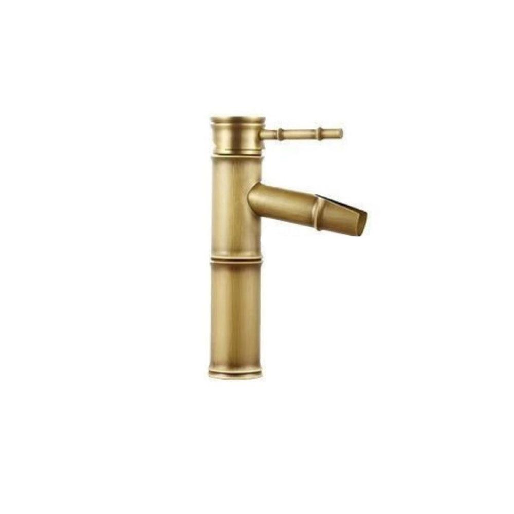 Single Handle Basin Faucet Deck Mounted Vanity Faucet Antique Bamboo Shape Faucet  Outdoor Garden