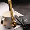 Two-in-one Stainless Steel Coffee Spoon Sealing Clip Kitchen Gold Accessories Recipient Cafe Expresso Cucharilla Decoration Use