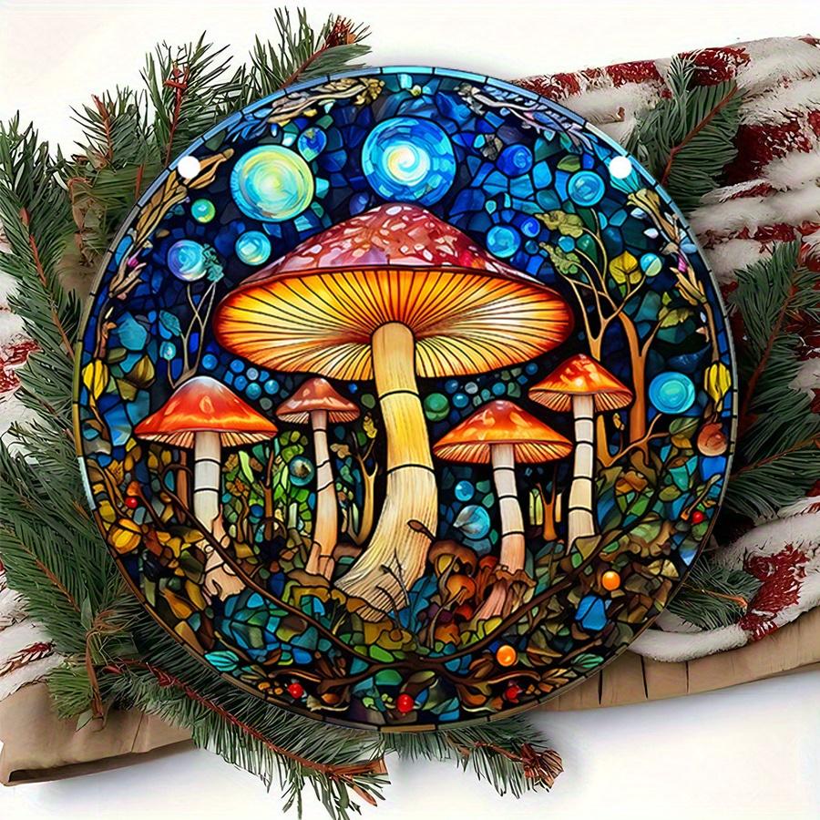 2D Flat 20cm Dreamy Starry Sky Wooden Wall Hanging Decor - Mushroom Universal Holiday Wooden Pendant, Home Decoration, Welcome Sign Party Decor
