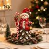 Christmas Witch Collectibles Santa Claus/Snowman/Witch Figurine with Tree Skirt Design, Table Centerpiece Decorative Figurines for Mantel Christmas,