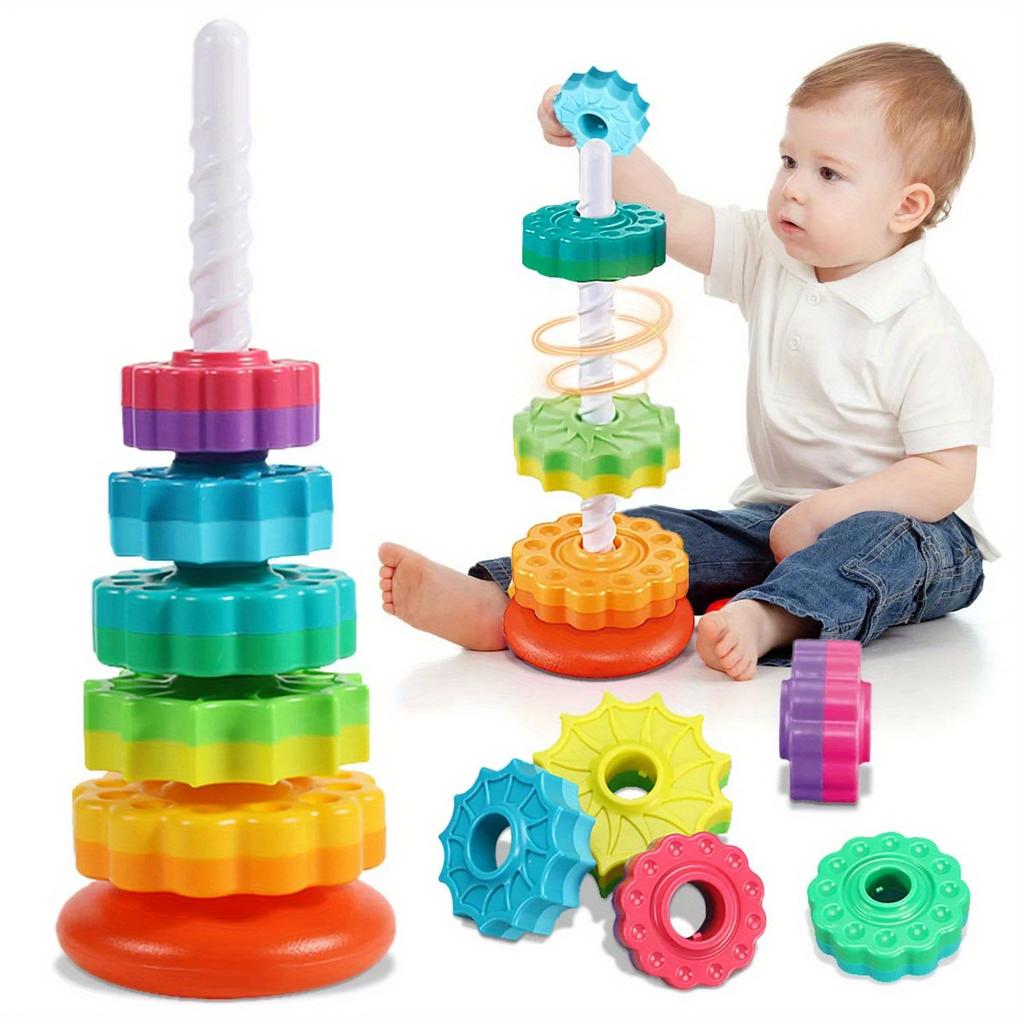 Rotating Rainbow Tower Youngsters Stacking Puzzle Toys Safety Youngsters's Toys Sensory Toys Educational Toys for Youngsters