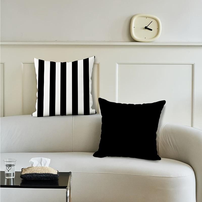 Black White Rhythms Minimalist FashionCover Bedroom Sofa Decoration Polyester Cushion Cover with Zipper