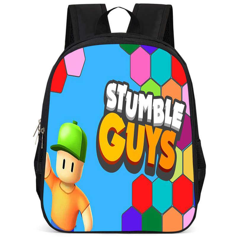 Stylish Stumble Guys Game Print Backpack Durable Oxford Cloth School Bag For Kids