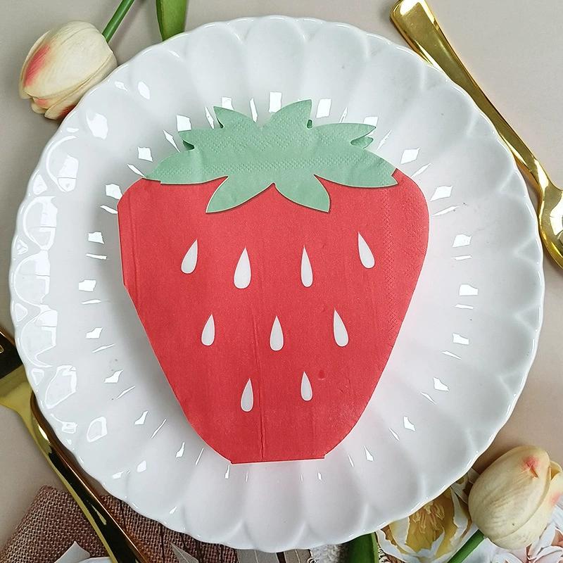

20Pcs/bag Sweet Strawberry Theme Disposable Paper Napkins Tissues Towel for Kids Girl Birthday Baby Shower Wedding Party Decor
