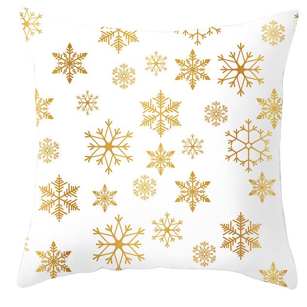 New Christmas Golden Snowflake Peach Leather Velvet Pillowcase Home Sofa Pillow Cushion Cover