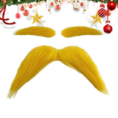 Bigote y Cejas Amarillas Divertidos Autoadhesivos Accesorios de Disfraz Disfraz Navideño Divertido para Suministros de Fiesta Navideña Otoño