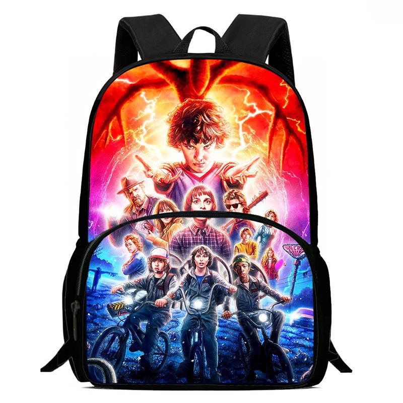 Stranger Things Printed Backpack Stranger Things5 Student School Bag Cartoon Lightweight Front Bag Backpack