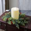 Artificial Christmas Candle Rings Christmas Table Decoration with Red Berry Candle Holder Rings Small Plastic Xmas Candle Wreath