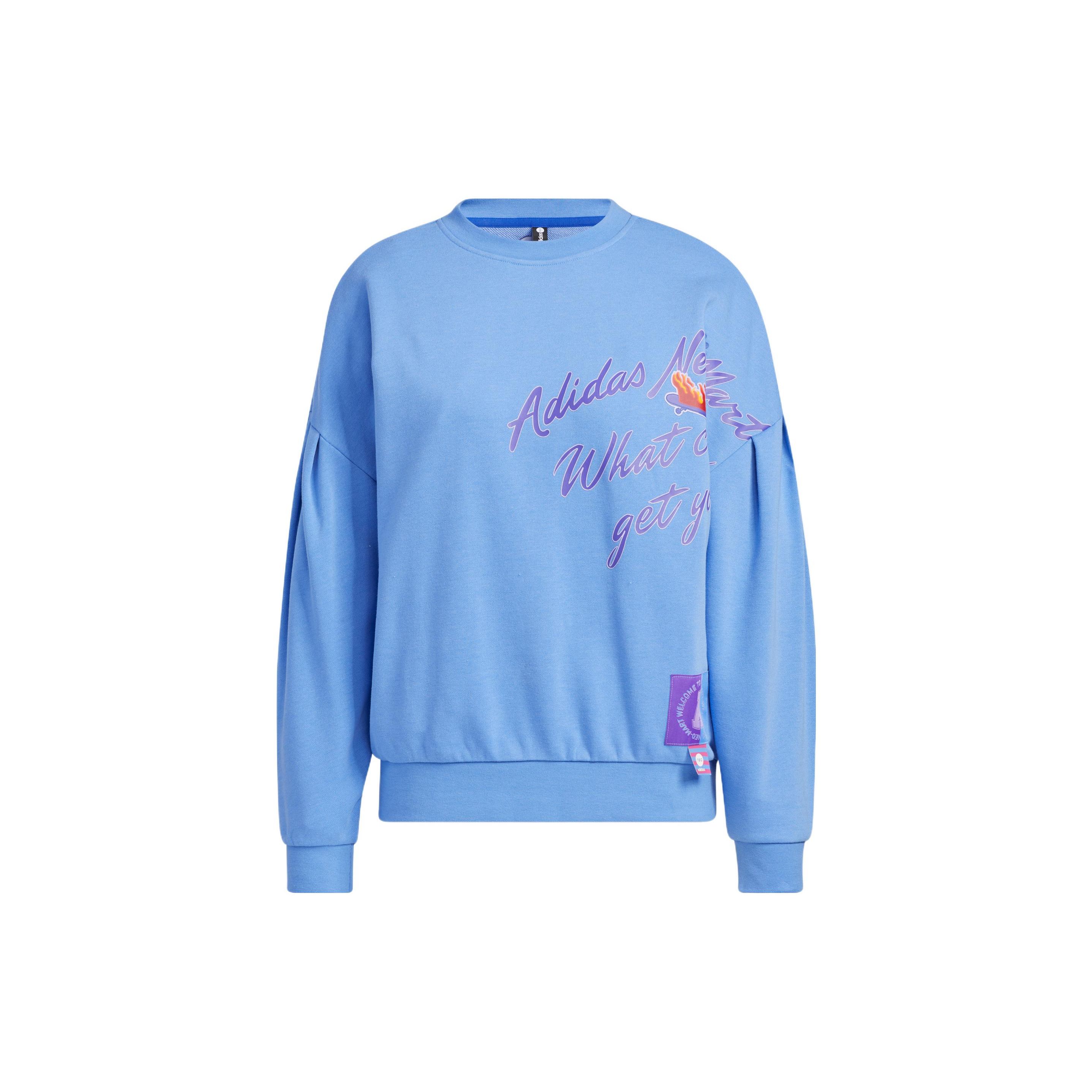 adidas Neo Women s Logo Print Crew Neck Sweatshirt Blue IA6772 M