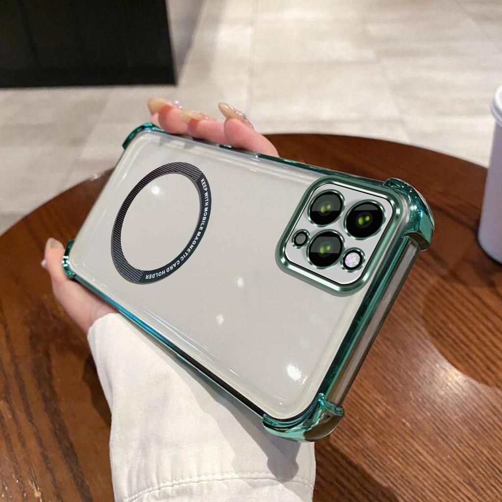 Case for iPhone 16 ProMax,16 Pro,15 ProMax,15 Pro,14 ProMax,14 Pro,13 ProMax,13 Pro Clear Magnetic Casing Electroplated Lens Frame Phone Cover
