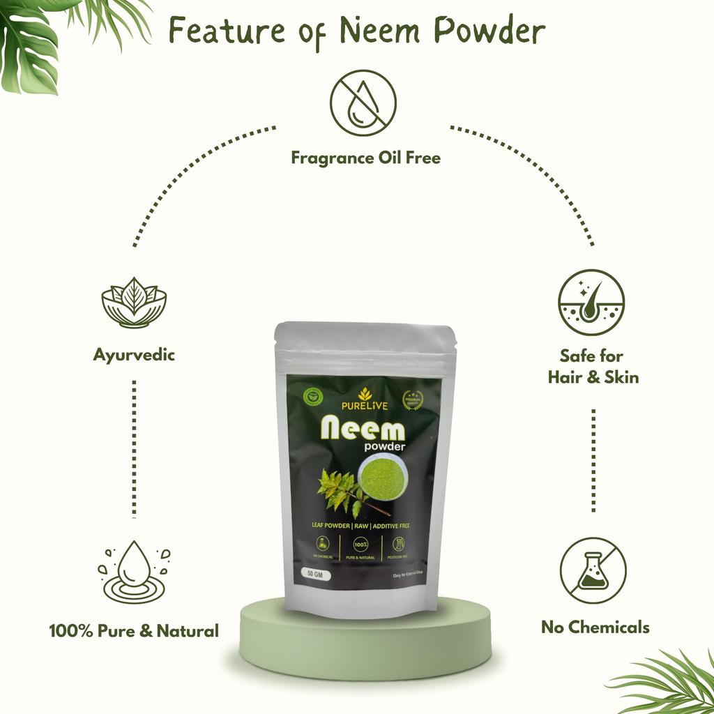 100% Pure Ayurvedic & Herbal Neem Leaf Powder for Face, Skin, Hair & Teeth | 100% Natural Neem Tooth Powder (100 GM)