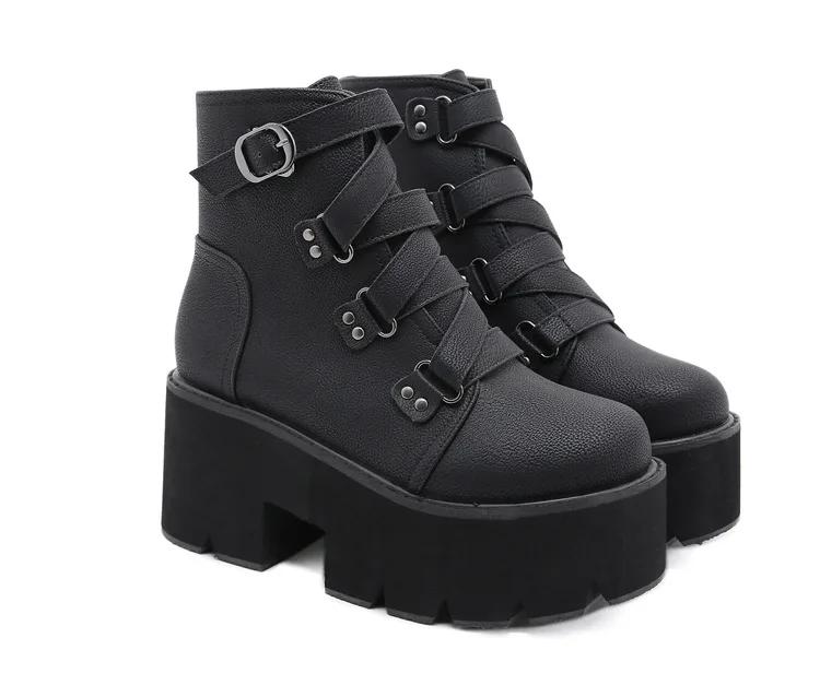 Fashion Womens Comfy Booties Platform Stage Performance Shoes High Heels White Black Chunky Heel Cosplay Shoes For Lady shoes
