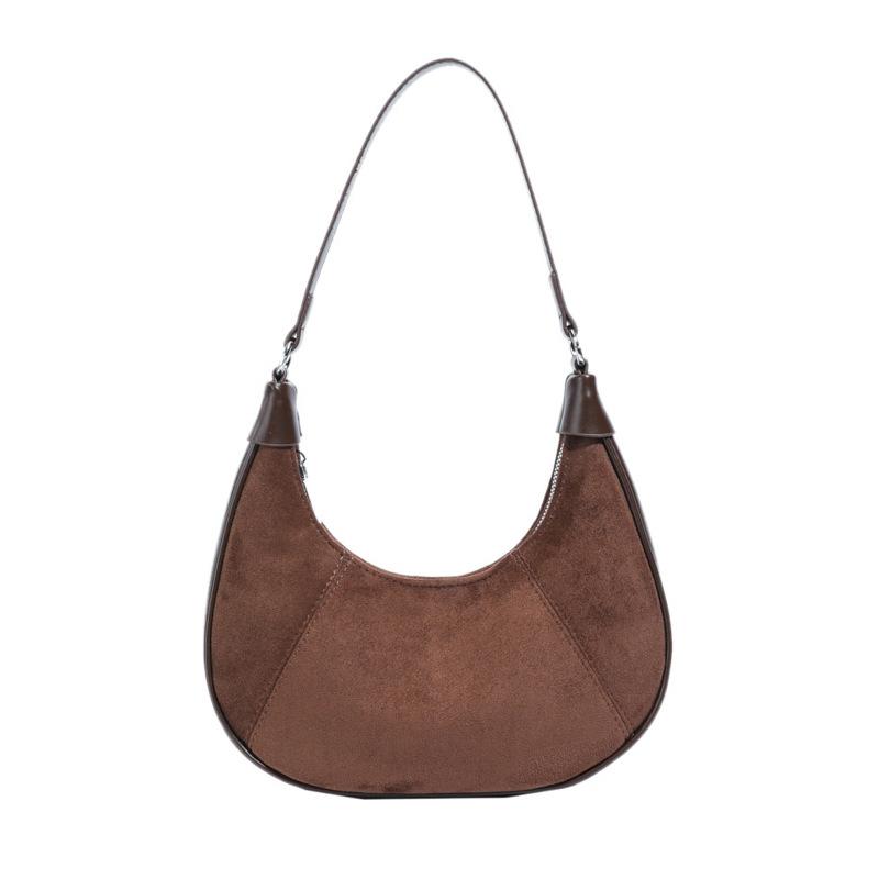 

Высококлассная женская сумка кроссбоди на одно плечо, повседневная и нишевая однотонная сумка-пельмень, сумка под мышку для通勤 кофейный