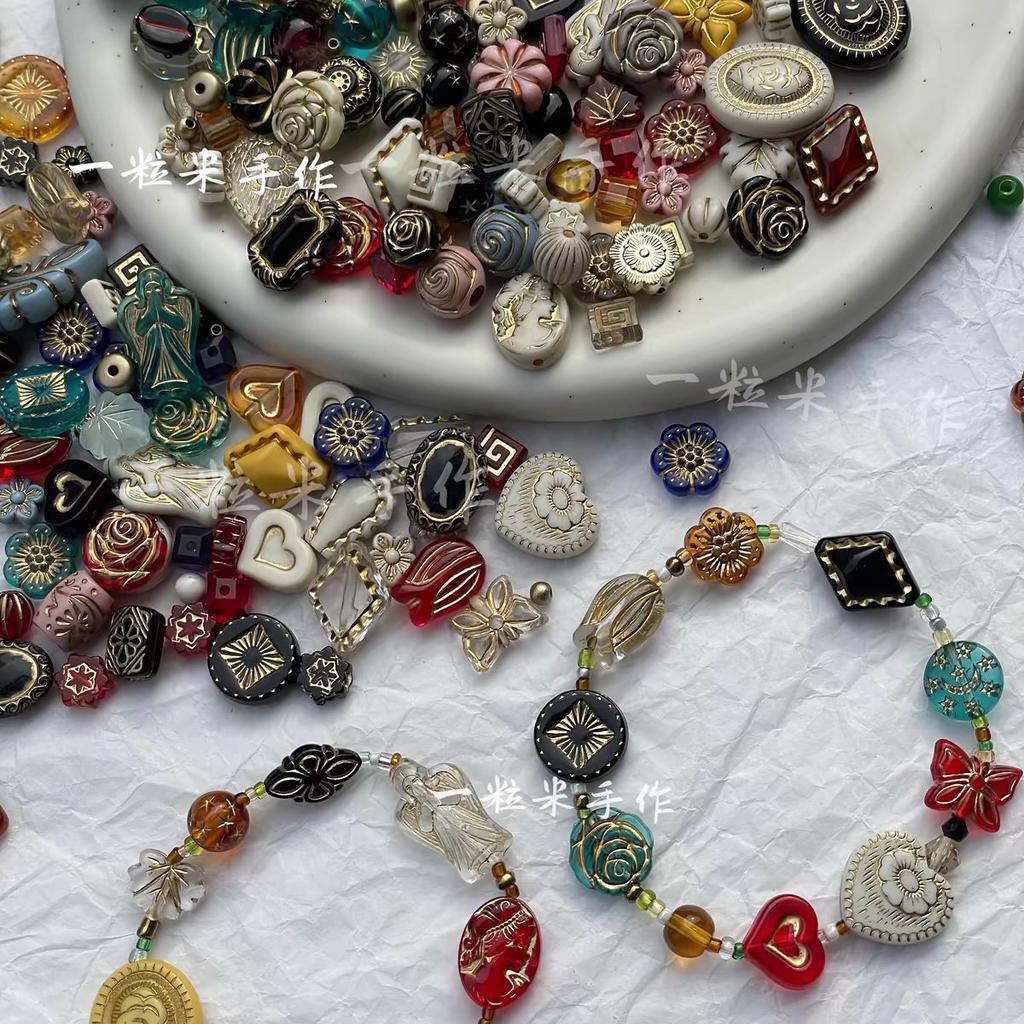 TX56 20g/Lot Niche Mixed Dreamy Cute Classical Bead Style Acrylic Spacer Texture DIY Handmade Beaded Material Jewelry Accessorie