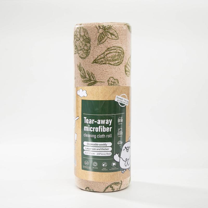 Tearable Microfiber Cleaning Cloth Roll Reusable With Cute Prints For Kitchen Wiping Home Use