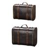 Retro Träresväska Dammresistent Läderhandtag Bärbar Organizer Träorganisatörslåda för Hemförvaring