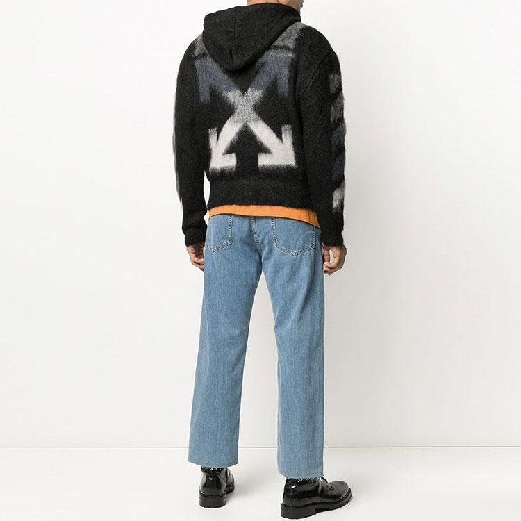 Off-White Brushed Mohair Zip Hoodie Black Men Outerwear OMHA073R20B020231088