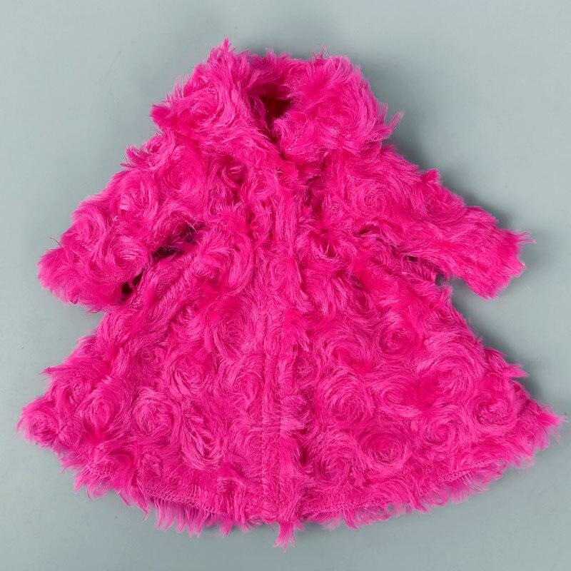 Pink Winter Long Sleeve Warm Cardigan Midi Coat for Barbie Doll Outfits Clothes for Barbie's Coat Kids Toy Playhouse Accessories