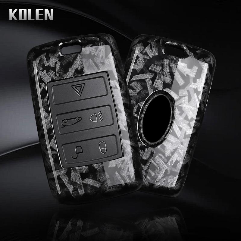 Custodia Cover Portachiavi Auto Stile Fibra di Carbonio ABS per Land Rover Range Rover Sport Evoque Velar Discovery Defender Jaguar Xe E-Pace Xf