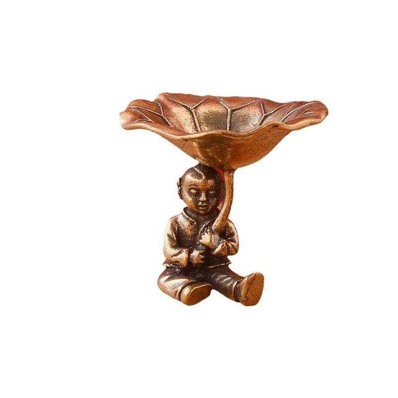 

Brass Vintage Lotus Leaf Fairy Desktop Ornament Small Size Decorative Sculpture for Home Office Desk Decoration One Size