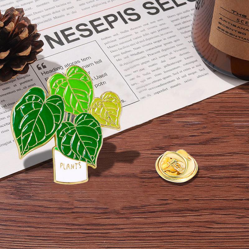 Green Flower Plant Enamel Pins Metal Brooches Decor For Backpacks Badge Jewelry Jeans Label Accessories Diy Gift