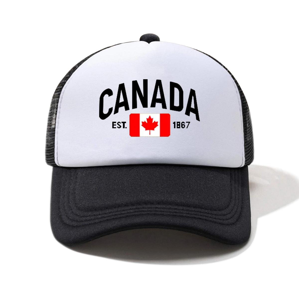 

1pc CANADA Printed Half Mesh Baseball Cap Outdoor Simple Fashion Sun Hat Lightweight Portable Wear Accessories for Men & W белый