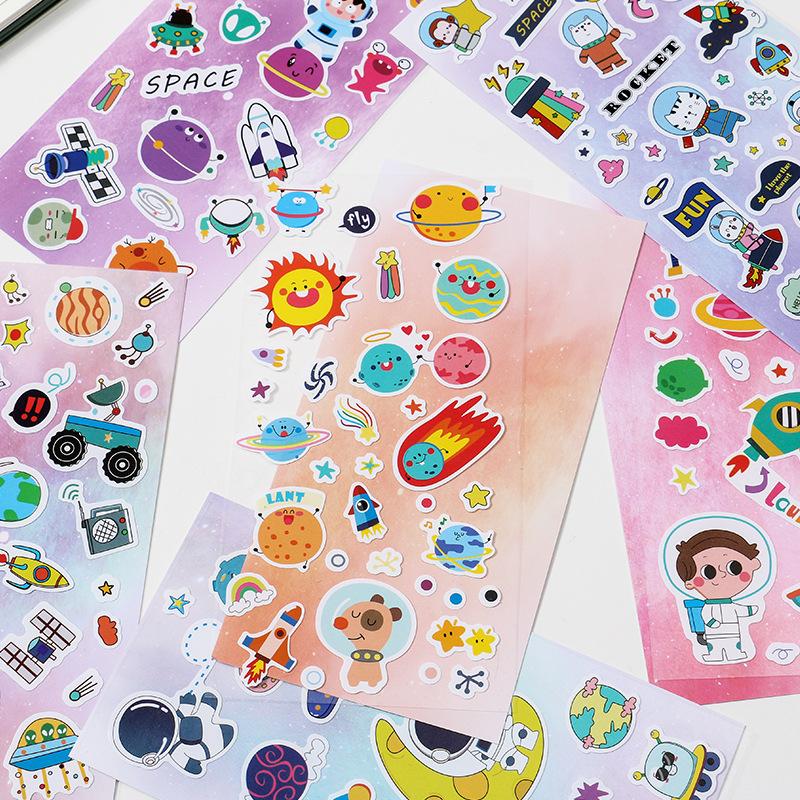6 Sheetsset Outer Space Cosmos Starry Series Creative Pvc Stickers Diy Hand Account Album Decoration Diary Scrapbook Sticker