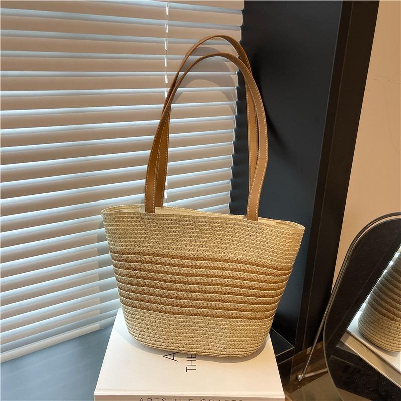 Summer idyllic woven bag women's new large-capacity shoulder bag leisure seaside vacation beach bag