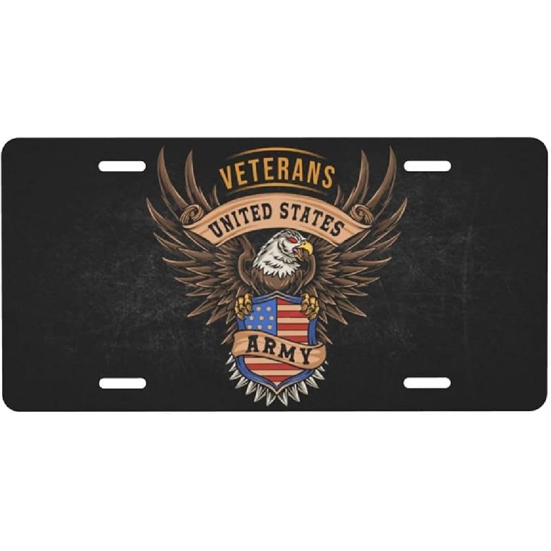 Эмблема Ветерана Армии Номерной Знак Автомобиля Индивидуальный Номерной Знак Металлический Номер для Автомобиля 6 X 12 Дюймов с 4 Отверстиями 12x6 inch