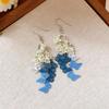 Silver Needle Resin Flower Tassel Earrings: Vintage, Versatile, Light Luxury Fashion Jewelry for Women